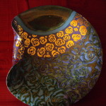 piatto crisalline,smalti e oro
