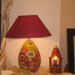 lampada cotto,smalti e rame
