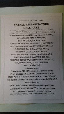 STUDIO D’ARTE SANT’AGATA ROMA NATALE AMBASCIATORE DELL’ARTE – ESPOSIZIONE DAL 12 AL 23 DICEMBRE 2014